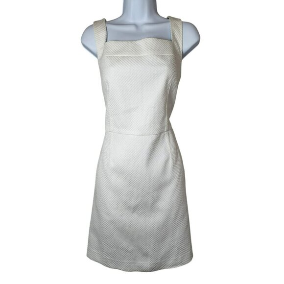Tory Burch White Textured Sleeveless Sheath Dress Size 12 NWT $275 Cotton Blend - Picture 1 of 7